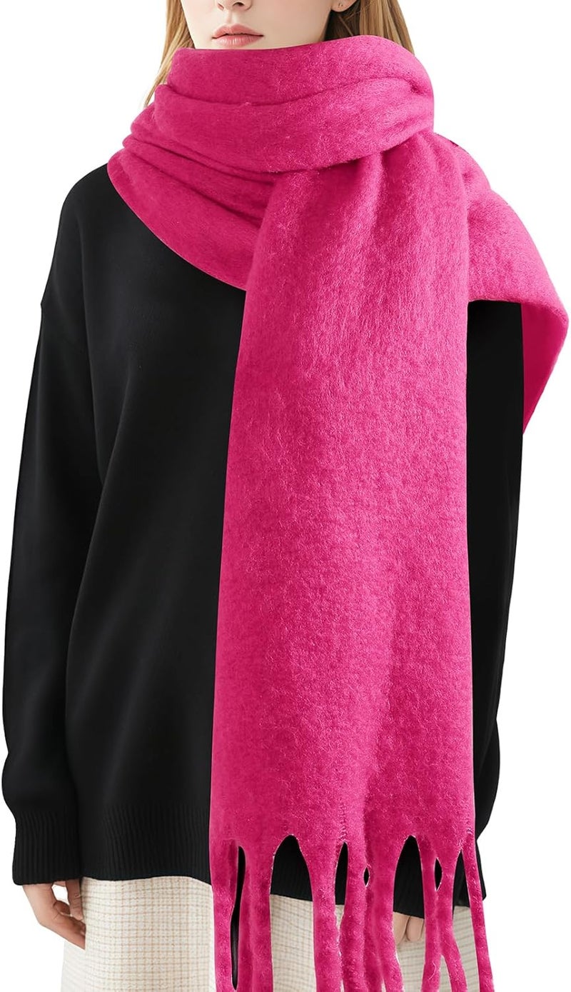Premillow Women's Mohair Winter Scarf Pure Color, Warm Winter Scarf for Women and Men, Soft Luxurious Cashmere Feel Scarfs - Image 1